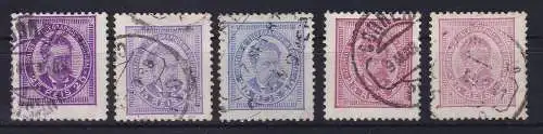 Portugal 1887 König Luis I. 25 Reis  Mi.-Nr. 63 a / b  in 5 Farbtönungen  O
