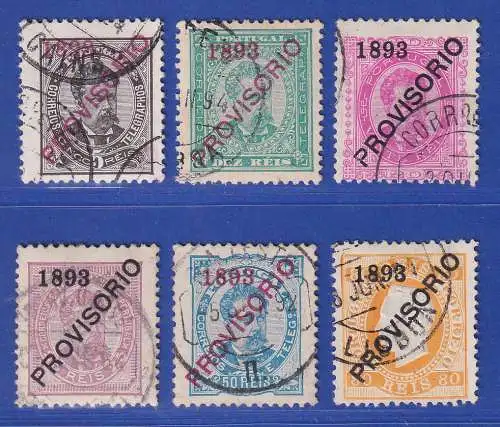 Portugal 1893 Aufdruck PROVISORIO  Mi.-Nr. 87-92  Satz kpl. gestempelt