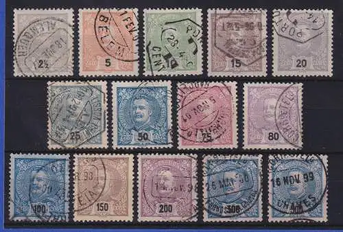 Portugal 1895/96 König Carlos I.  Mi.-Nr. 124-137 Satz 14 Werte gestempelt
