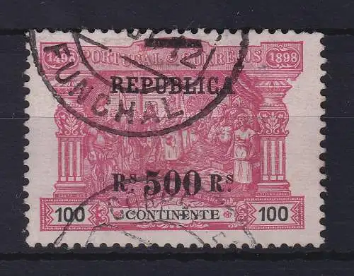Portugal 1911 Aufdruck REPUBLICA 500 Reis Mi.-Nr. 195 O FUNCHAL