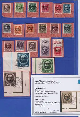 Bayern 1919 Ludwig III. Volksstaat geschnitten Mi.-Nr. 116-135 II B O gpr. BPP