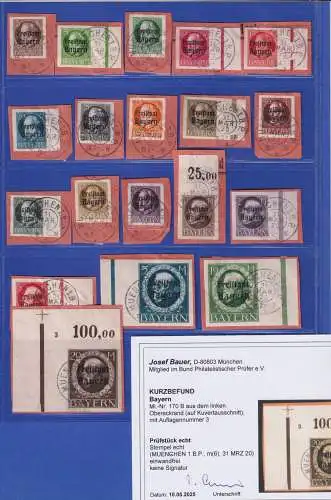 Bayern 1919 Ludwig III. Freistaat geschnitten Mi.-Nr. 152-170 II B O gpr. BPP