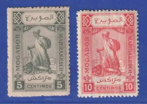 Marokko Mogador Marrakesch Lokalausgabe 5 und 10 Centimos postfrisch **