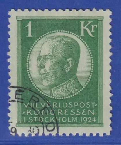 Schweden 1924 50 Jahre Weltpostverein (UPU) 1 Krone Mi.-Nr. 171 mit Eckstempel 
