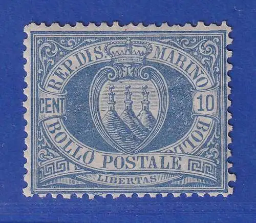 San Marino 1877 Landeswappen 10 Centisimi Mi.-Nr. 2a ungebraucht *