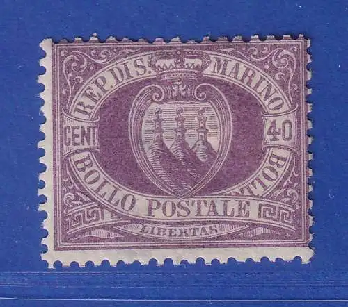 San Marino 1877 Landeswappen 40 Centisimi Mi.-Nr. 5 ungebraucht *