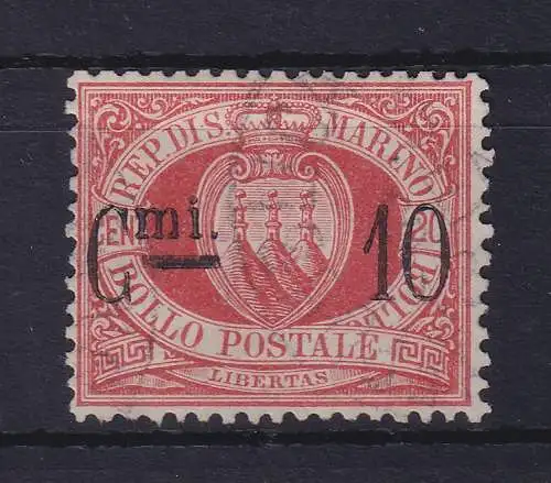 San Marino 1892 Landeswappen 10 Centisimi Mi.-Nr. 10 gestempelt