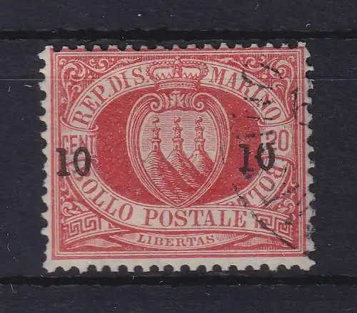 San Marino 1892 Landeswappen 10 Centisimi Mi.-Nr. 11 gestempelt
