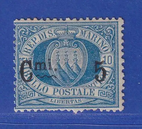 San Marino 1892 Landeswappen 5 Centisimi Mi.-Nr. 8 b ungebraucht *