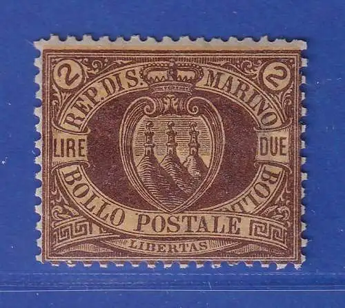 San Marino 1894 Landeswappen 2 Lire  Mi.-Nr. 21 ungebraucht *
