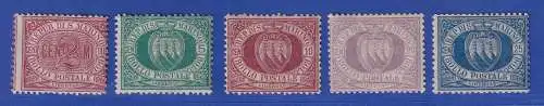 San Marino 1894 Ziffer und Landeswappen  Mi.-Nr. 26-30 ungebraucht *