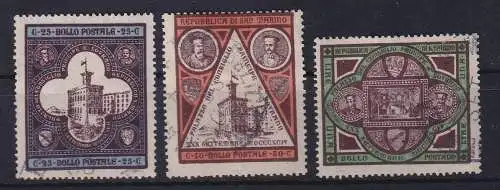 San Marino 1894 Neues Regierungsgebäude Mi.-Nr. 23-25 gestempelt