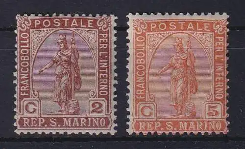 San Marino 1899 Inlandsmarken Mi.-Nr. 32-33 ungebraucht *