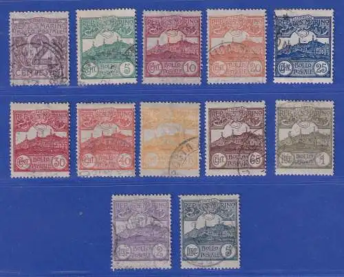 San Marino 1903 Ziffer und Monte Titano Mi.-Nr. 34-45 Satz kpl. gestempelt