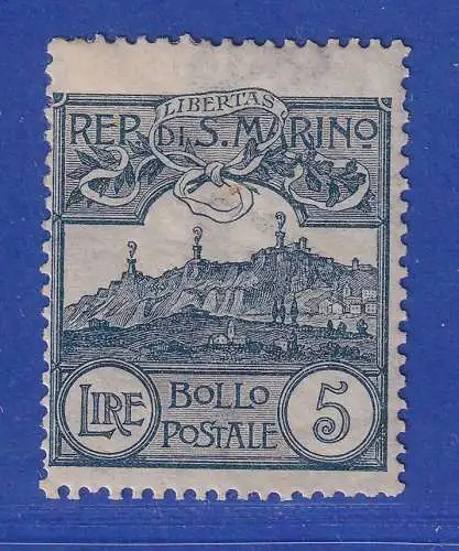 San Marino 1903 Monte Titano 5 Lire Mi.-Nr. 45 ungestempelt *