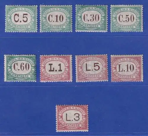 San Marino 1897 Portomarken Mi.-Nr. 1-9 ungestempelt *