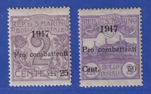San Marino 1917 Notkrankenhaus für Kriegsverletzte Mi.-Nr. 50-51 ungestempelt *
