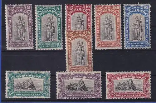 San Marino 1918 Notkrankenhaus für Kriegsverletzte Mi.-Nr. 53-61 ungestempelt *