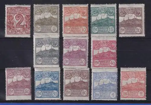 San Marino 1921/23 Ziffer und Monte Titano Mi.-Nr. 68-80 ungestempelt *
