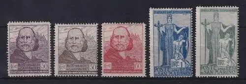 San Marino 1924 Giuseppe Garibaldi Mi.-Nr. 100-104 ungestempelt *