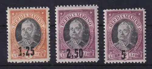 San Marino 1927 Antonio Onofri Mi.-Nr. 133-135 ungestempelt *