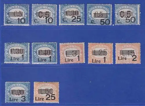 San Marino 1936/43 Portomarken mit Aufdruck Mi-Nr. 53-64 Satz kpl. ungebraucht *