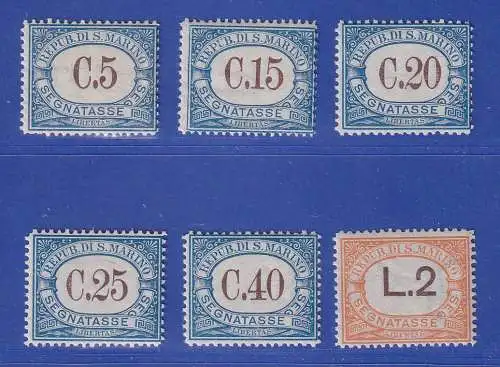 San Marino 1939 Portomarken Mi.-Nr. 47-52 Satz kpl. ungebraucht *