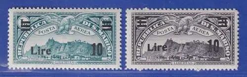 San Marino 1942 Flugpostmarken mit Aufdruck  Mi.-Nr. 239-240 ungebraucht *