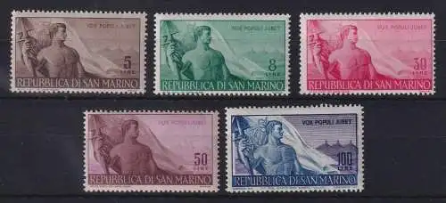 San Marino 1948 Tag der Arbeit  Mi.-Nr. 397-401 Satz kpl. ungebraucht *