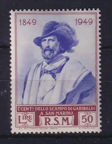 San Marino 1949 Giuseppe Garibaldi 50 Lire Mi.-Nr. 437 ungebraucht *