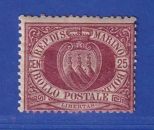 San Marino 1890 Landeswappen 25 Centisimi Mi.-Nr. 7 postfrisch **