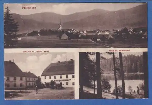 AK Bayern Plössberg Postplatz Bärenweiher gelaufen 1915
