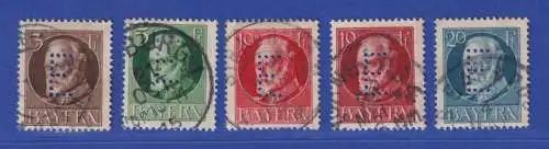 Bayern Ludwig Dienstmarken mit E-Lochung Mi.-Nr. 12-15 a/b Satz kpl. gestempelt 