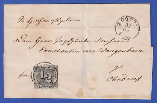 Thurn und Taxis Mi.-Nr. 3 als EF auf Brief  von Gotha nach Ohrdruf