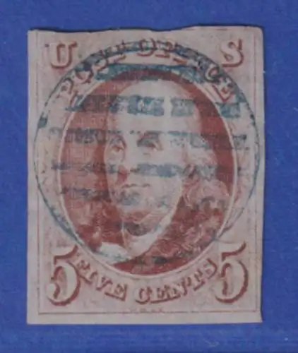 USA Benjamin Franklin 1847 5 Cent orangebraun Mi.-Nr. 1 sauber gestempelt