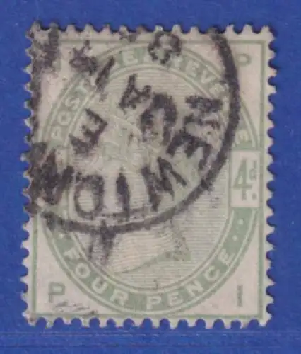 Großbritannien 1884 Queen Victoria 4 Pence graugrün Mi.-Nr. 77 gestempelt