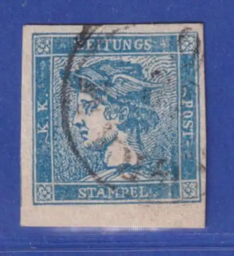 Österreich 1851 Zeitungsmarke blauer Merkur Mi.-Nr. 6 Type II  gestempelt