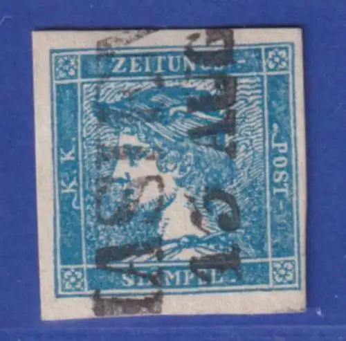 Österreich 1851 Zeitungsmarke blauer Merkur Mi.-Nr. 6 Type II gestempelt 