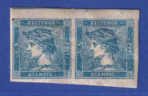 Österreich 1851 Zeitungsmarke blauer Merkur Mi.-Nr. 6 Type II Paar ungebraucht *