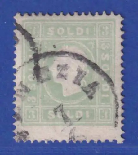 Lombardei-Venetien 3 Soldi grün Mi.-Nr. 8 II gestempelt  VENEZIA