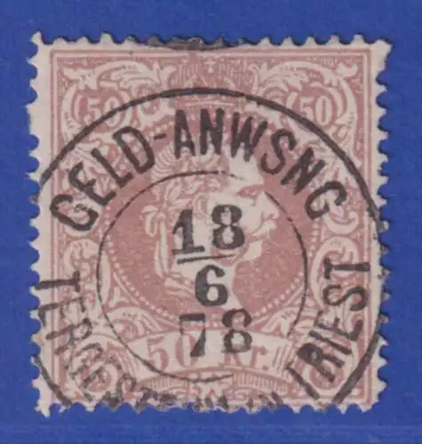 Österreich 50 Kreuzer braun grober Druck Mi.-Nr. 41 I D mit O TRIEST 18.6.78