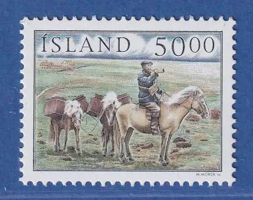 Island 1997 Landbriefträger mit Pferden Mi.-Nr. 879 ** 