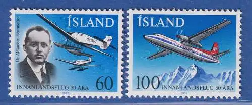 Island 1978 50 Jahre Inlandflug, Flugzeuge Mi.-Nr. 532-33 Satz kpl. **