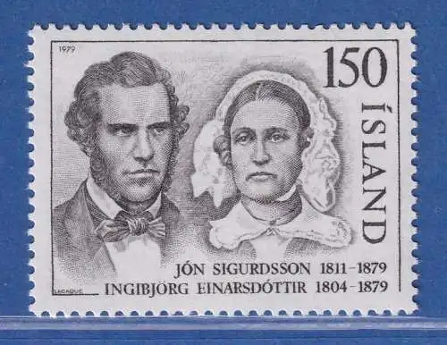 Island 1979 Jón Sigurdsson und Ingibjörg Einarsdóttir Mi.-Nr. 545 ** 