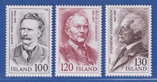 Island 1979 Persönlichkeiten Mi.-Nr. 547-49 Satz kpl. ** 