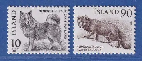 Island 1980 Einheimische Tiere, Hund und Polarfuchs Mi.-Nr. 550-51 Satz kpl. ** 