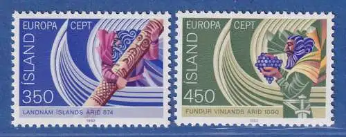Island 1982 Europa, Historische Ereignisse Mi.-Nr. 578-79 Satz kpl. ** 