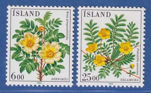Island 1984 Blumen, Dünenrose Gänse-Fingerkraut Mi.-Nr. 612-13 Satz kpl. ** 