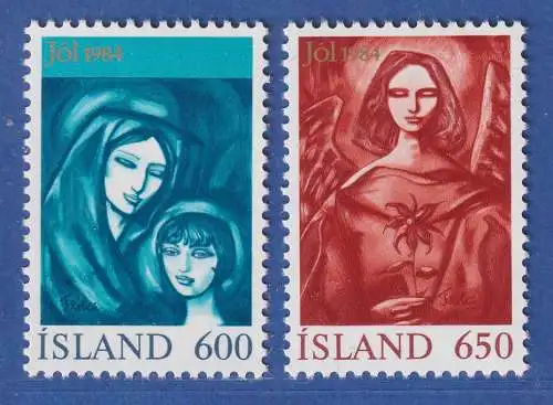Island 1984 Weihnachten Maria mit Kind und Engel Mi.-Nr. 624-25 Satz kpl. ** 