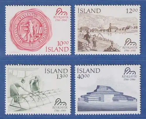 Island 1986 200 Jahre Stadt Reykjavik Mi.-Nr. 654-57 Satz kpl. ** 